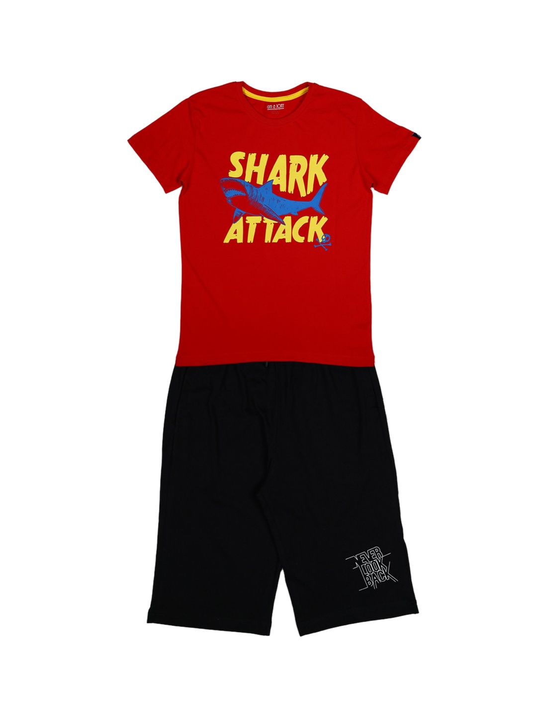 

Gini and Jony Boys Typography Printed Cotton Shorts, Black