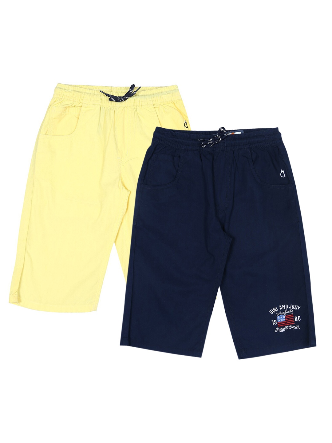 

Gini and Jony Boys Pack Of 2 Cotton Shorts, Yellow
