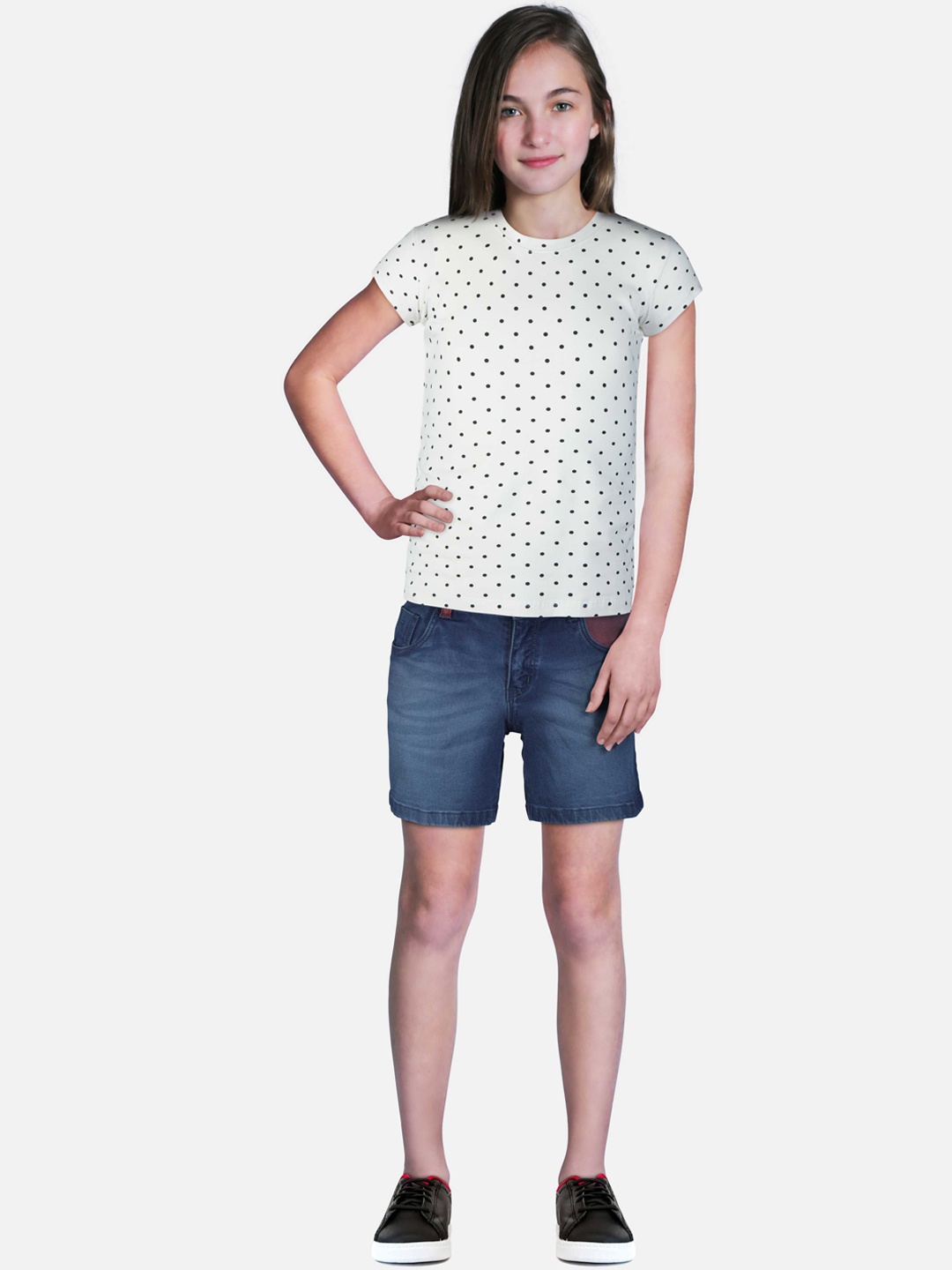 

Gini and Jony Girls Washed Denim Cotton Shorts, Blue
