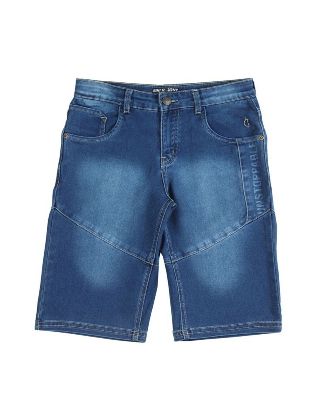 

Gini and Jony Boys Washed Cotton Denim Shorts, Blue