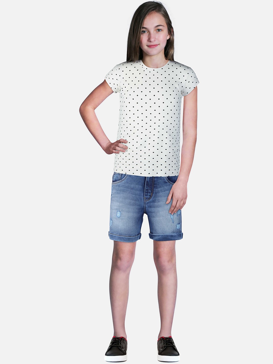 

Gini and Jony Girls Washed Denim Shorts, Blue