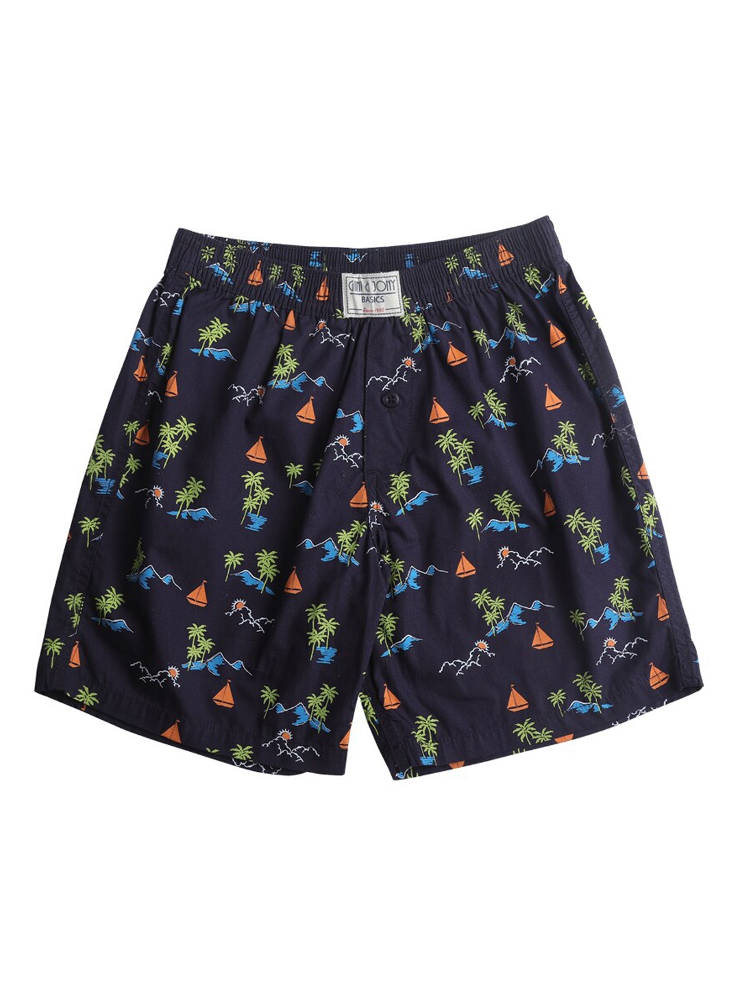 

Gini and Jony Boys Floral Printed Cotton Boxer Shorts, Navy blue