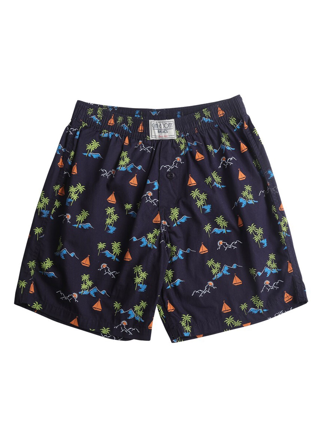

Gini and Jony Boys Floral Printed Cotton Shorts, Navy blue