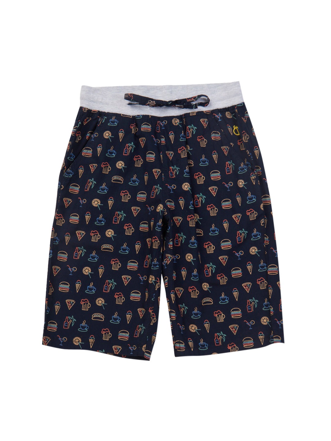 

Gini and Jony Boys Printed Cotton Shorts, Navy blue