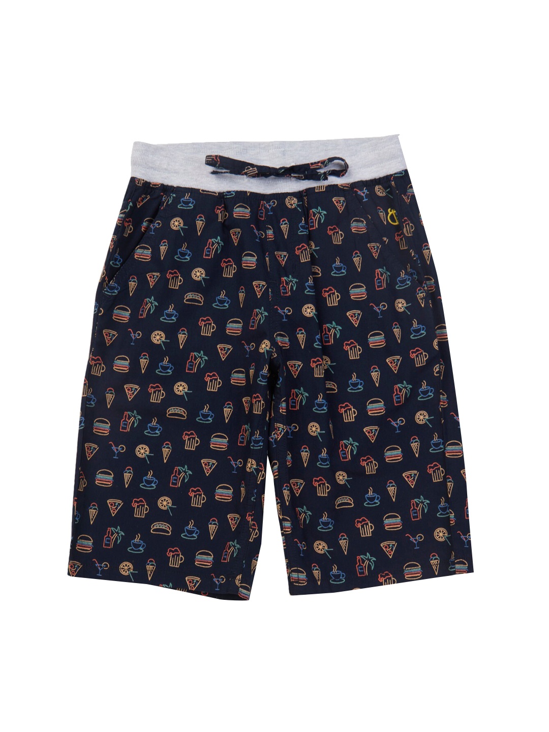 

Gini and Jony Boys Printed Cotton Shorts, Navy blue