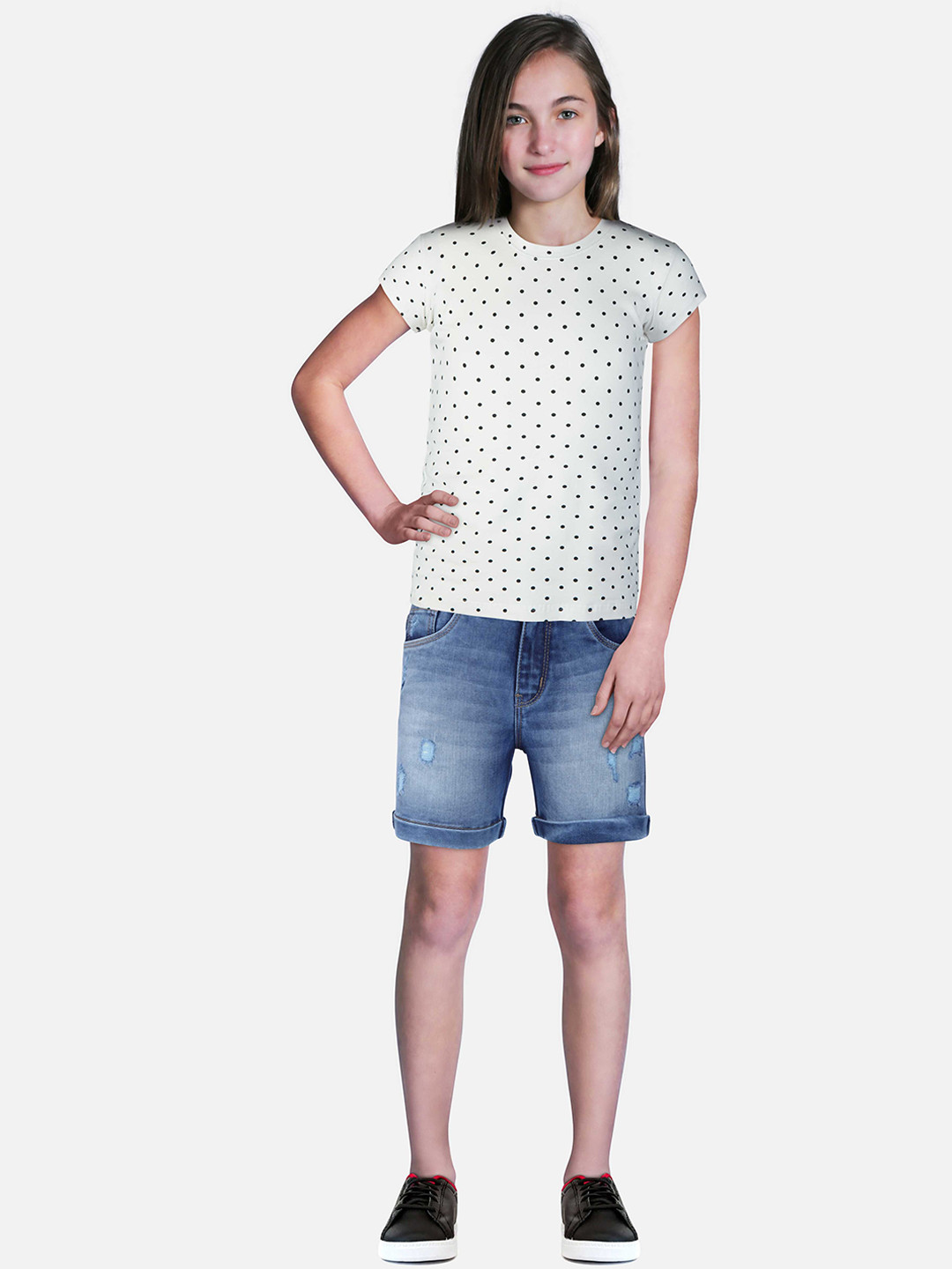 

Gini and Jony Girls Washed Cotton Denim Shorts, Blue