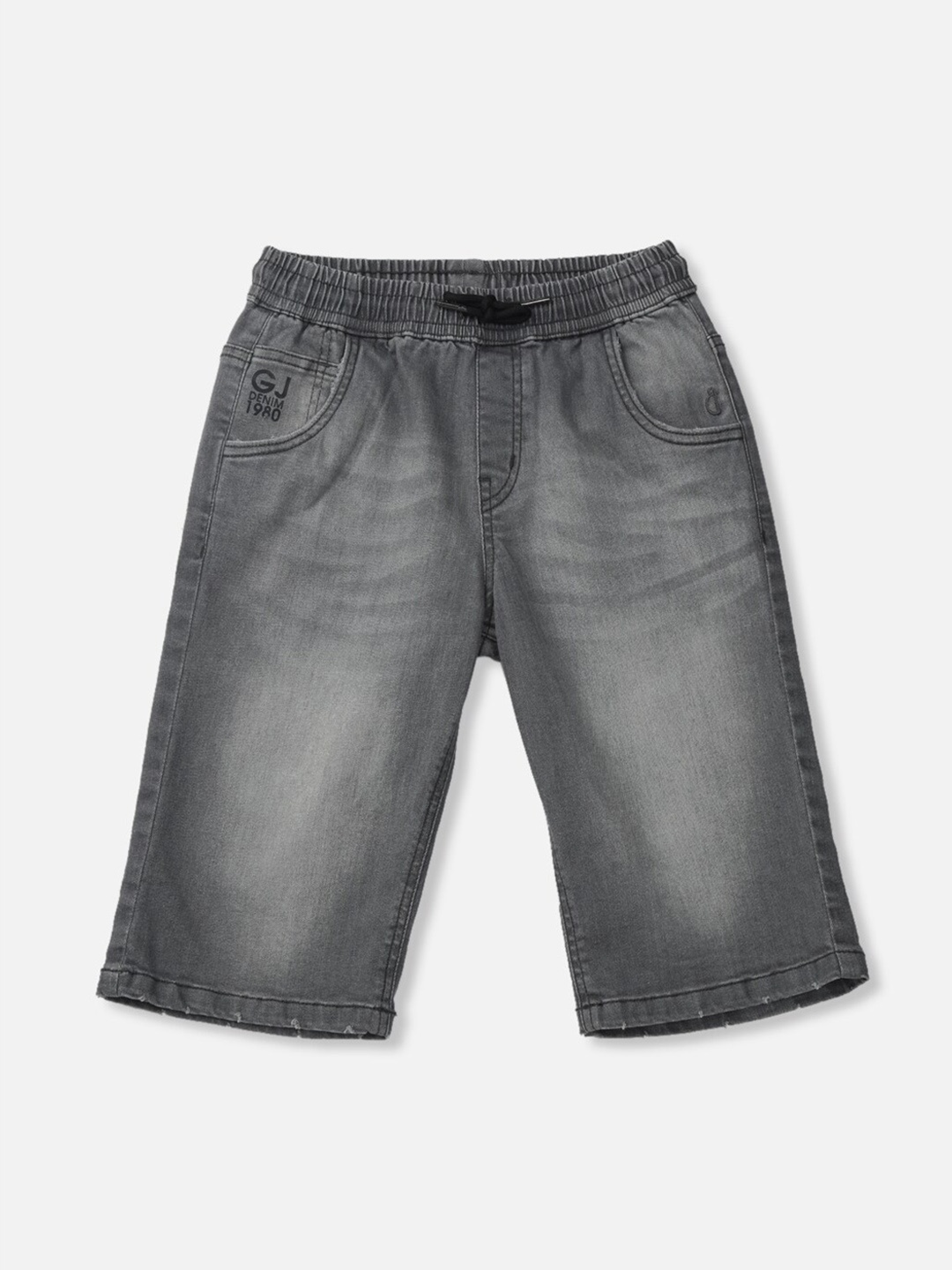 

Gini and Jony Boys Washed Cotton Denim Shorts, Grey