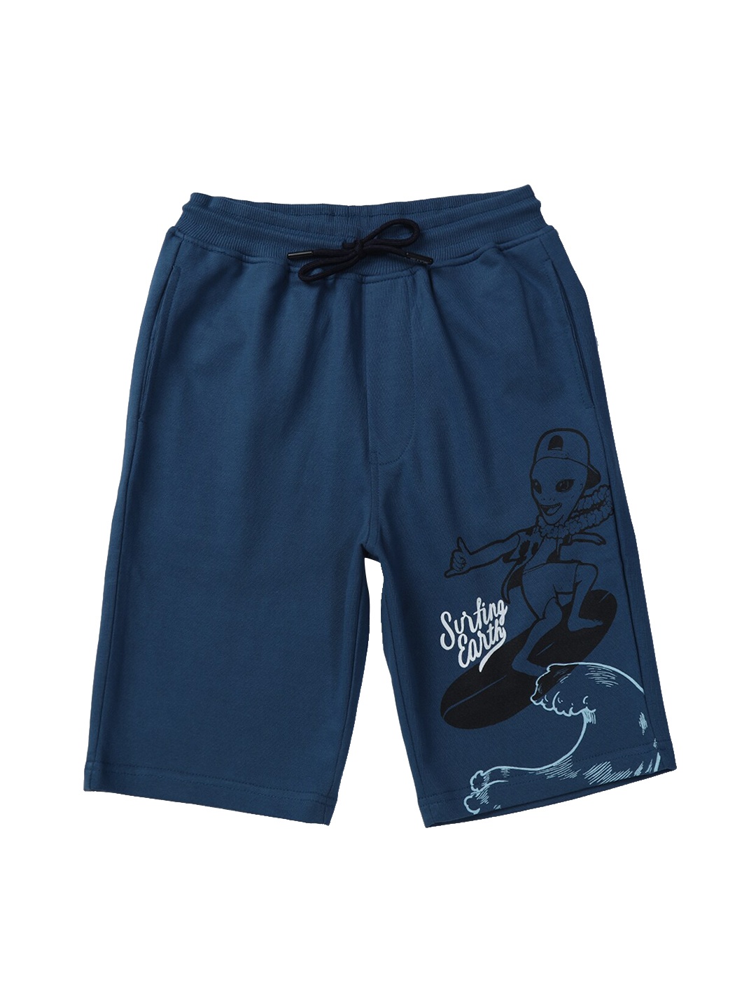 

Gini and Jony Boys Cotton Typography Shorts, Blue