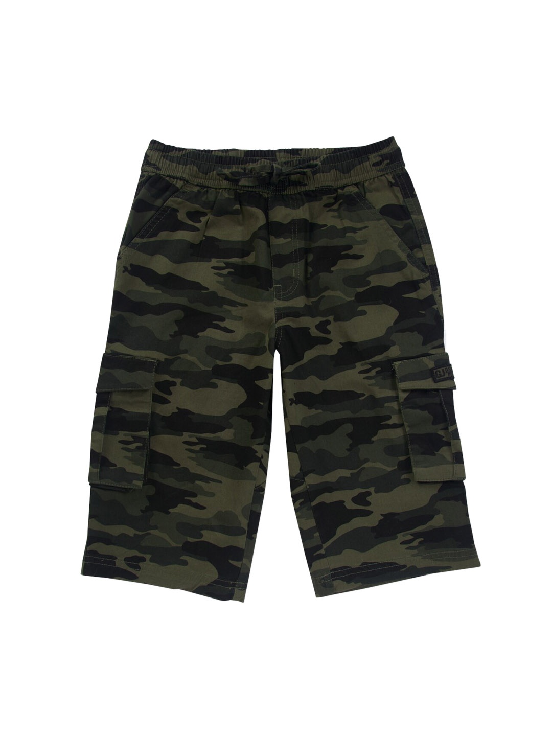 

Gini and Jony Boys Camouflage Cotton Printed Cargo Shorts, Olive