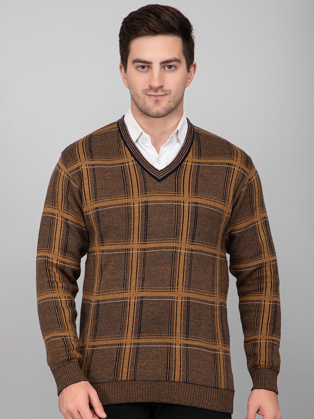 

GODFREY Men Checked Pullover, Mustard