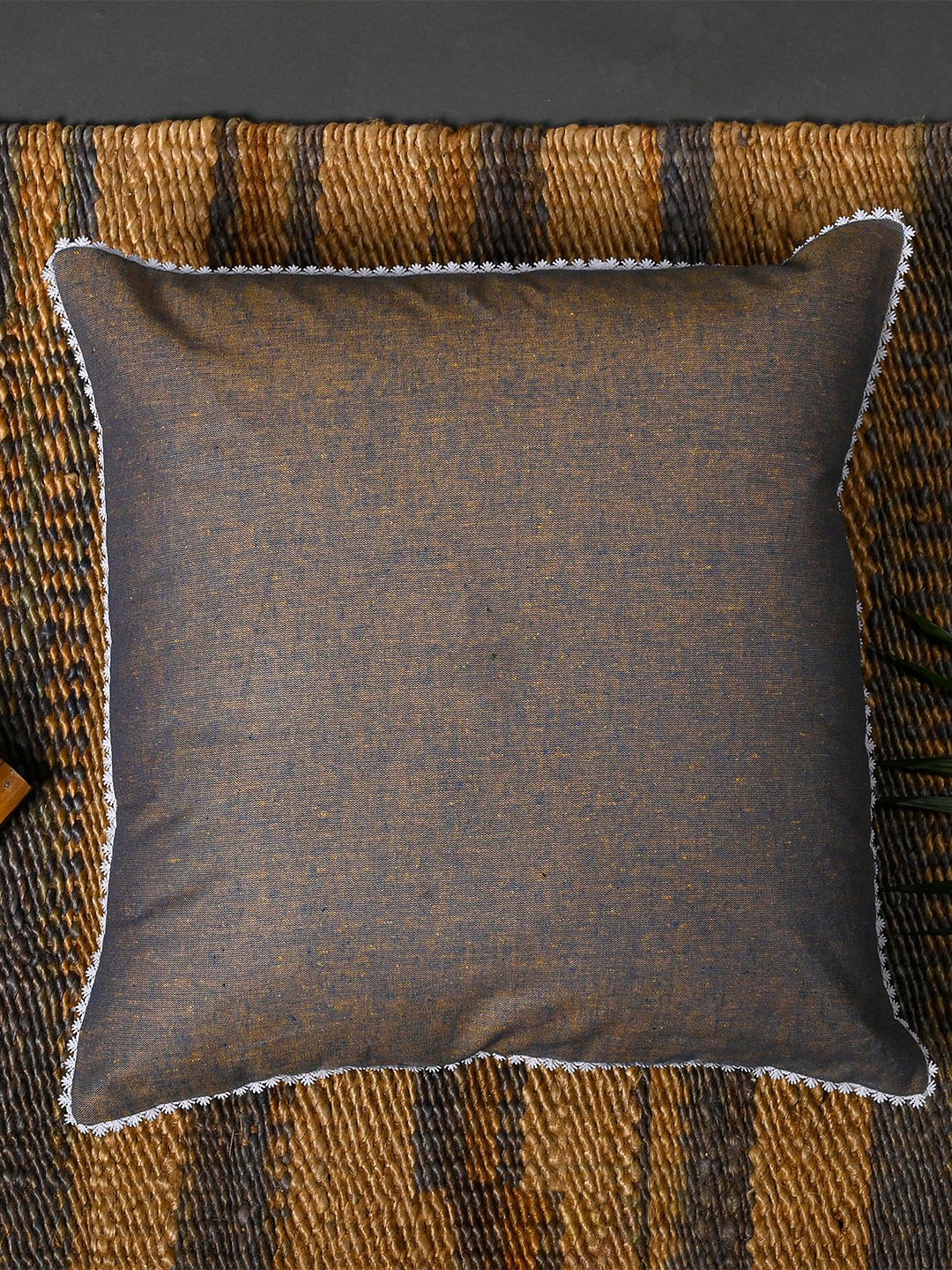 

OUSSUM Brown & White Set of 2 Square Cushion Covers