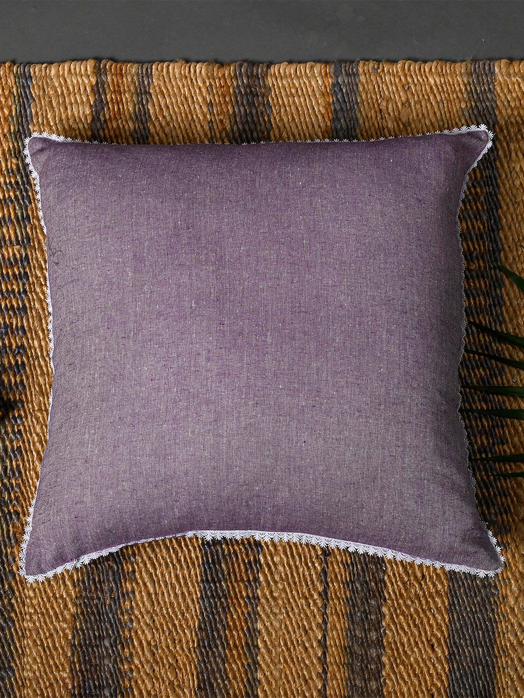 

OUSSUM Pink & White Set Of 2 Square Cotton Cushion Covers