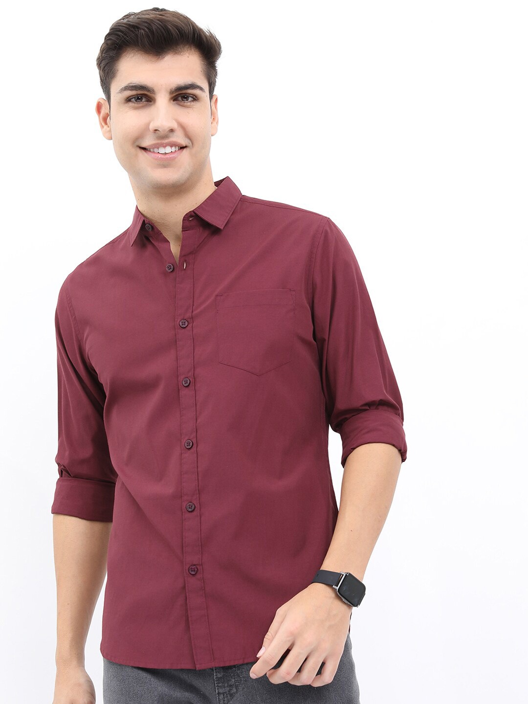 

KETCH Men Slim Fit Casual Shirt, Maroon