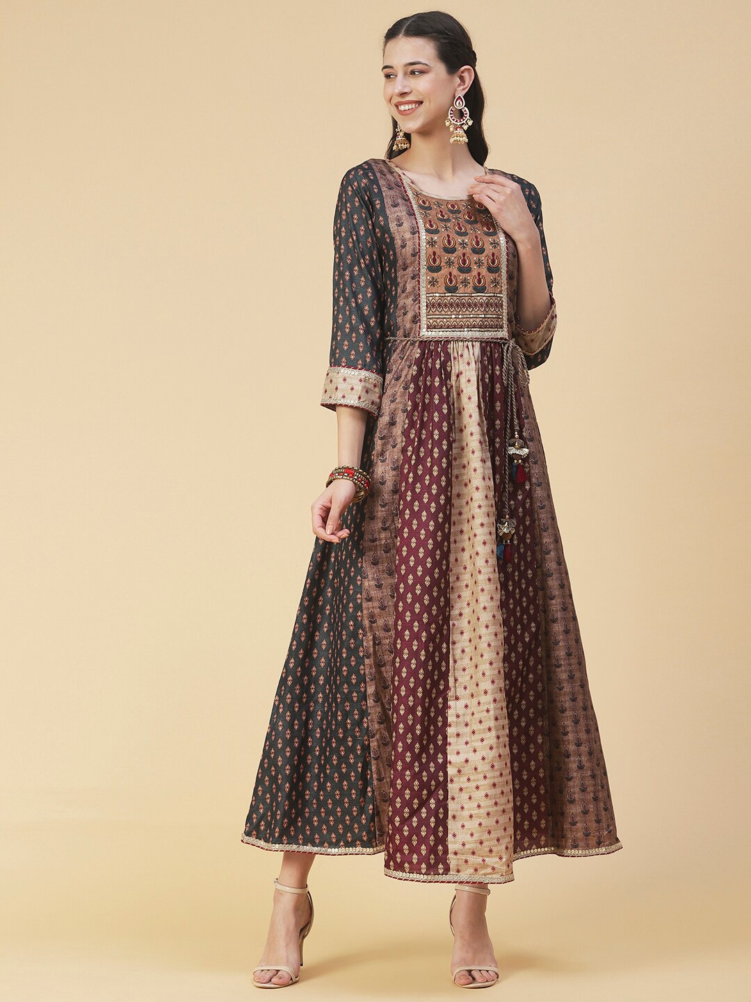 

FASHOR Ethnic Motifs Printed Maxi Dress, Multi