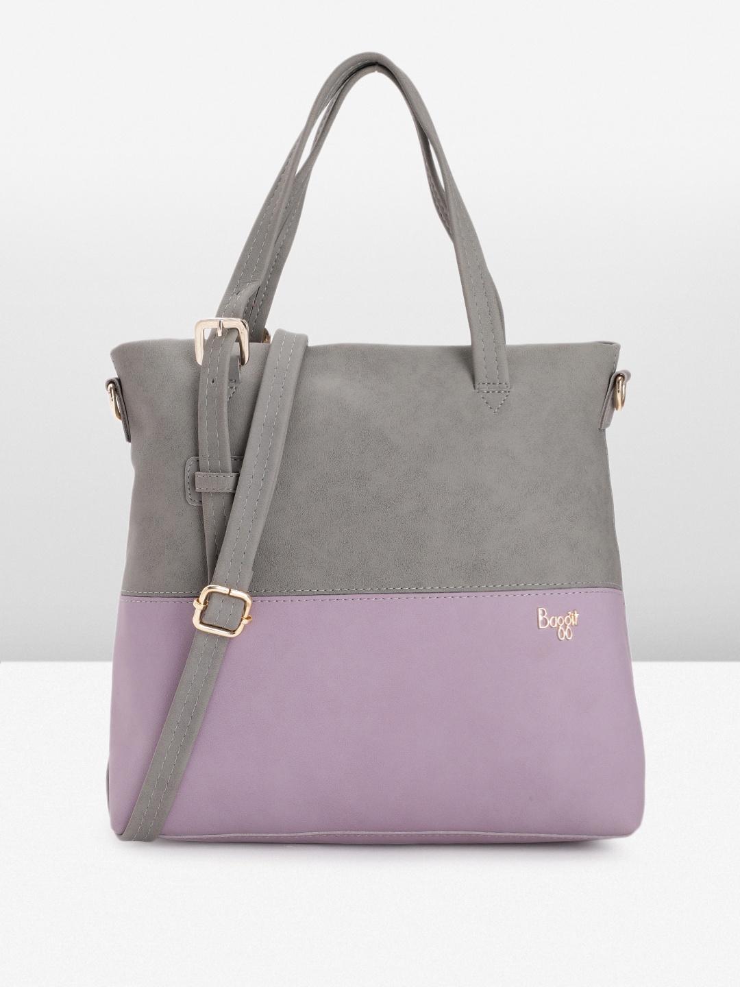 

Baggit Colourblocked PU Structured Handheld Bag, Purple