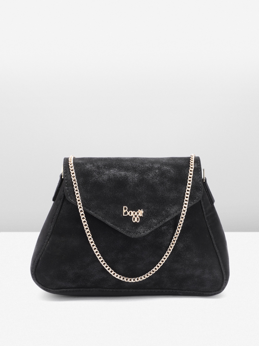 

Baggit Textured PU Structured Sling Bag With Velvet Finish, Black