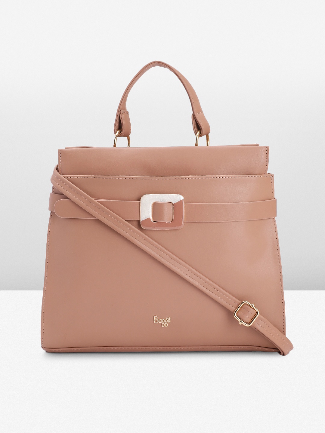 

Baggit Solid PU Structured Handheld Bag With Buckle & Strap Detail, Rose