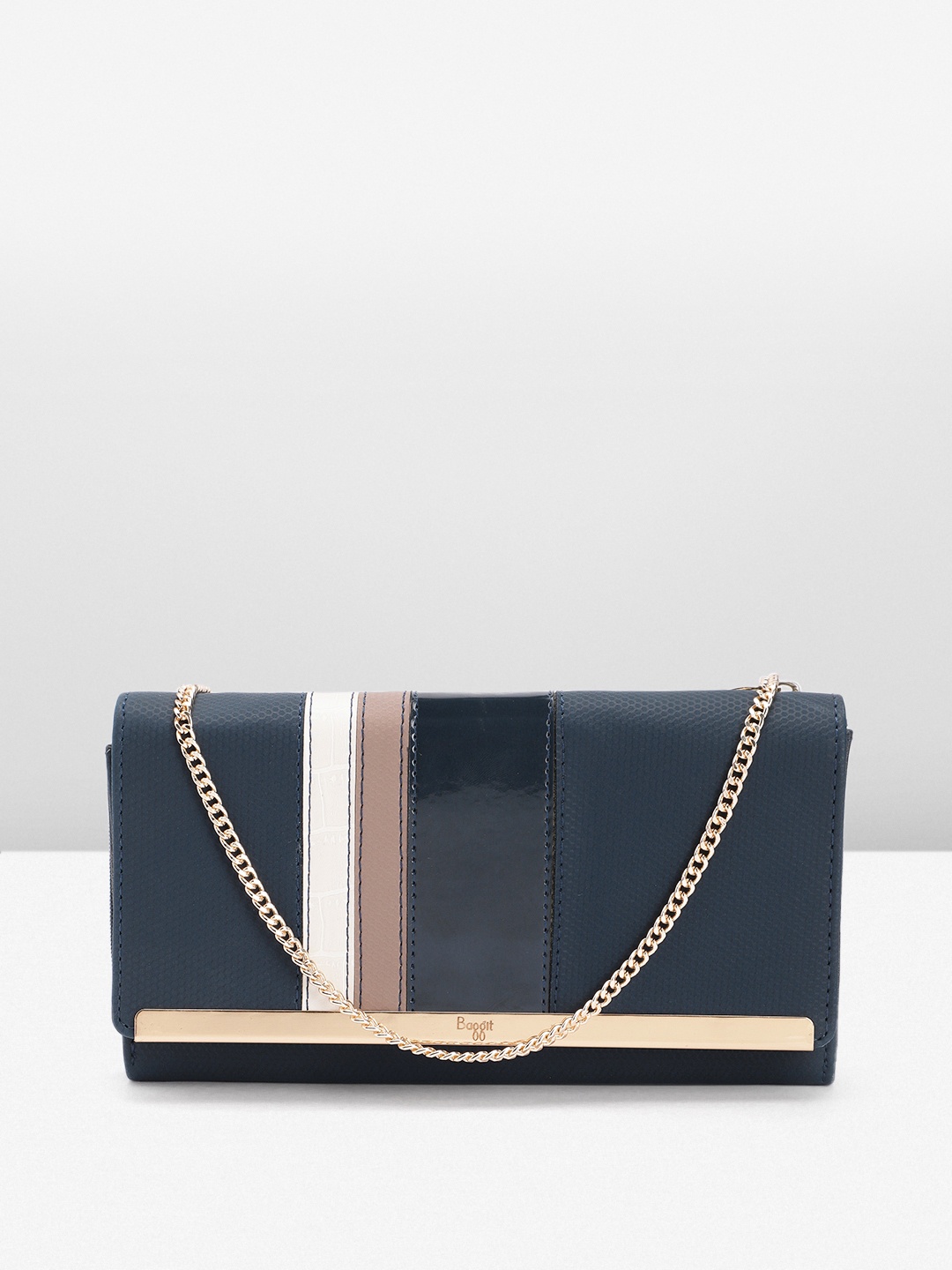

Baggit Women Striped Two Fold Wallet, Navy blue