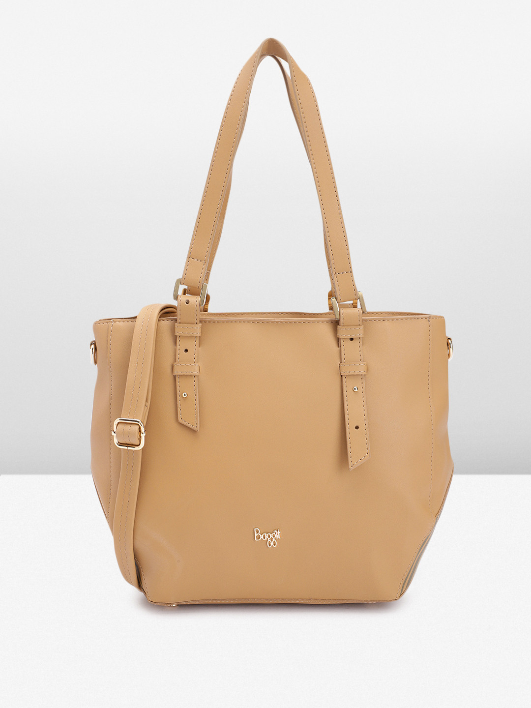 

Baggit Placement Striped Handheld Bag, Camel brown