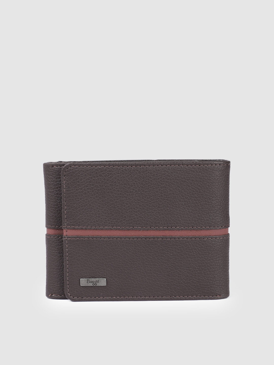 

Baggit Men Textured Three Fold Wallet, Brown