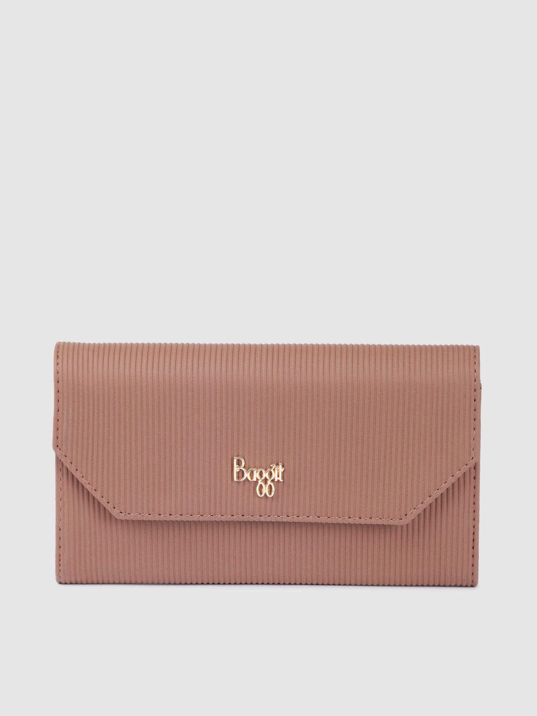 

Baggit Women Striped PU Envelope Wallet, Brown