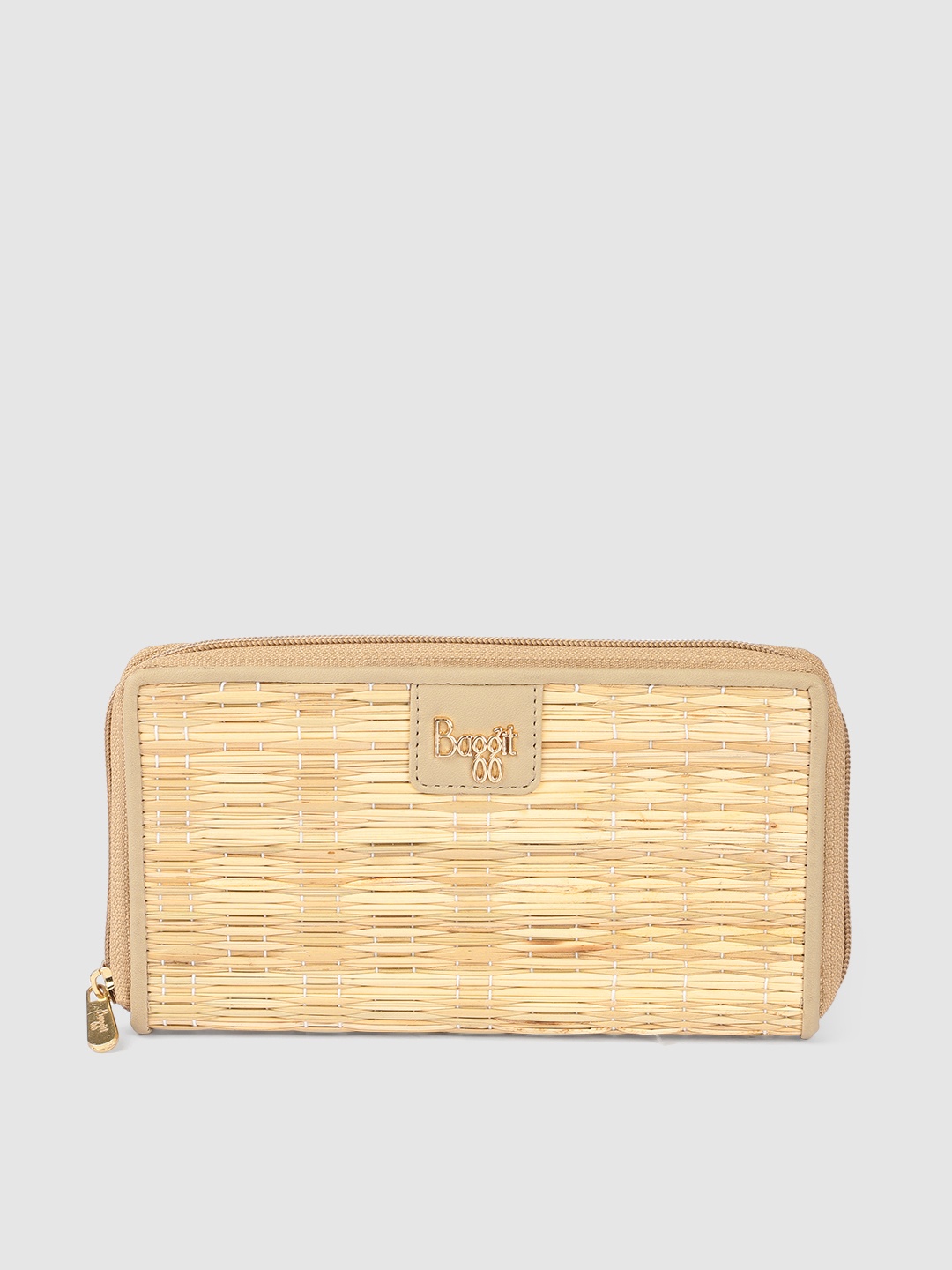 

Baggit Women Woven Design PU Zip Around Wallet, Beige