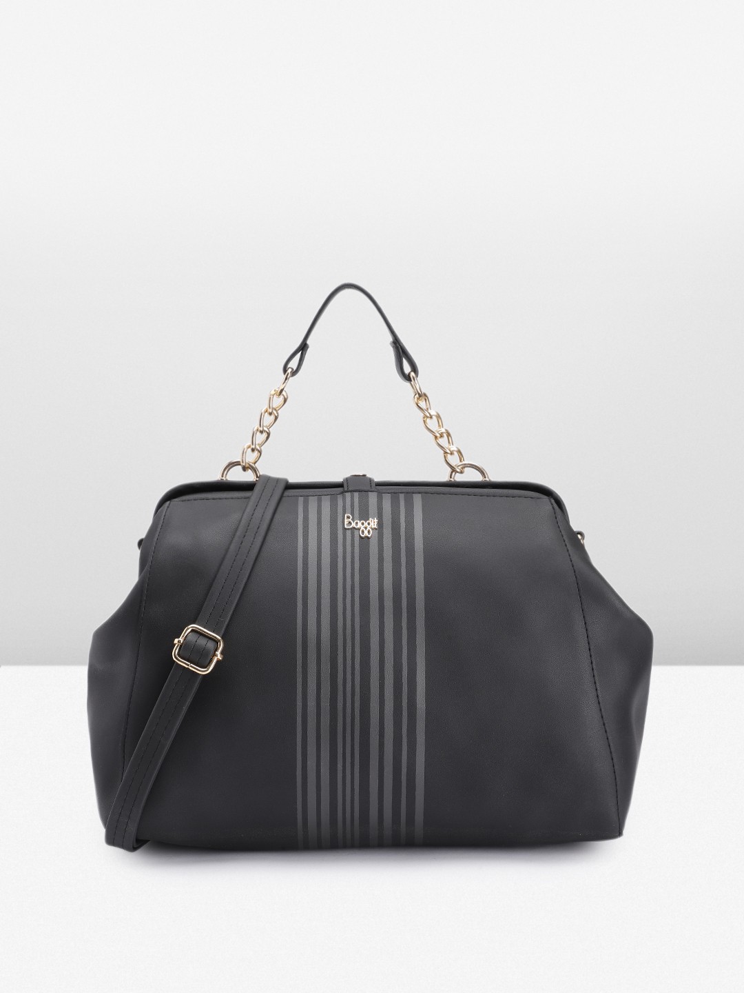 

Baggit Black Striped Bowling Handheld Bag