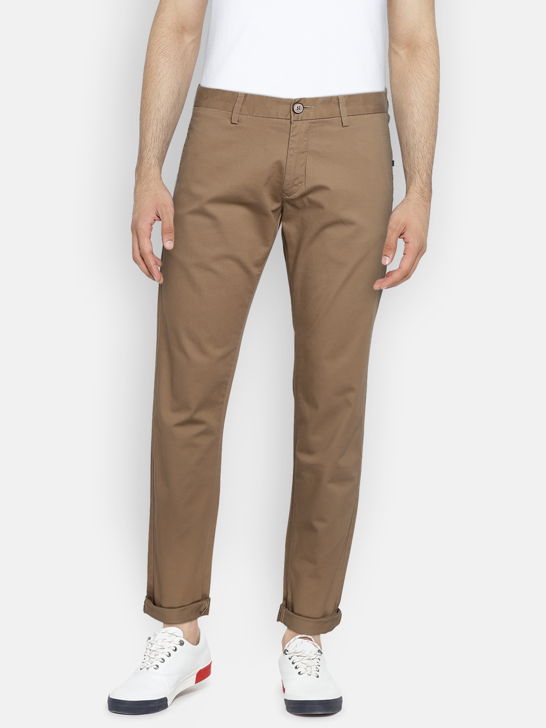 

U.S. Polo Assn. Men Brown Trim Fit Solid Chinos