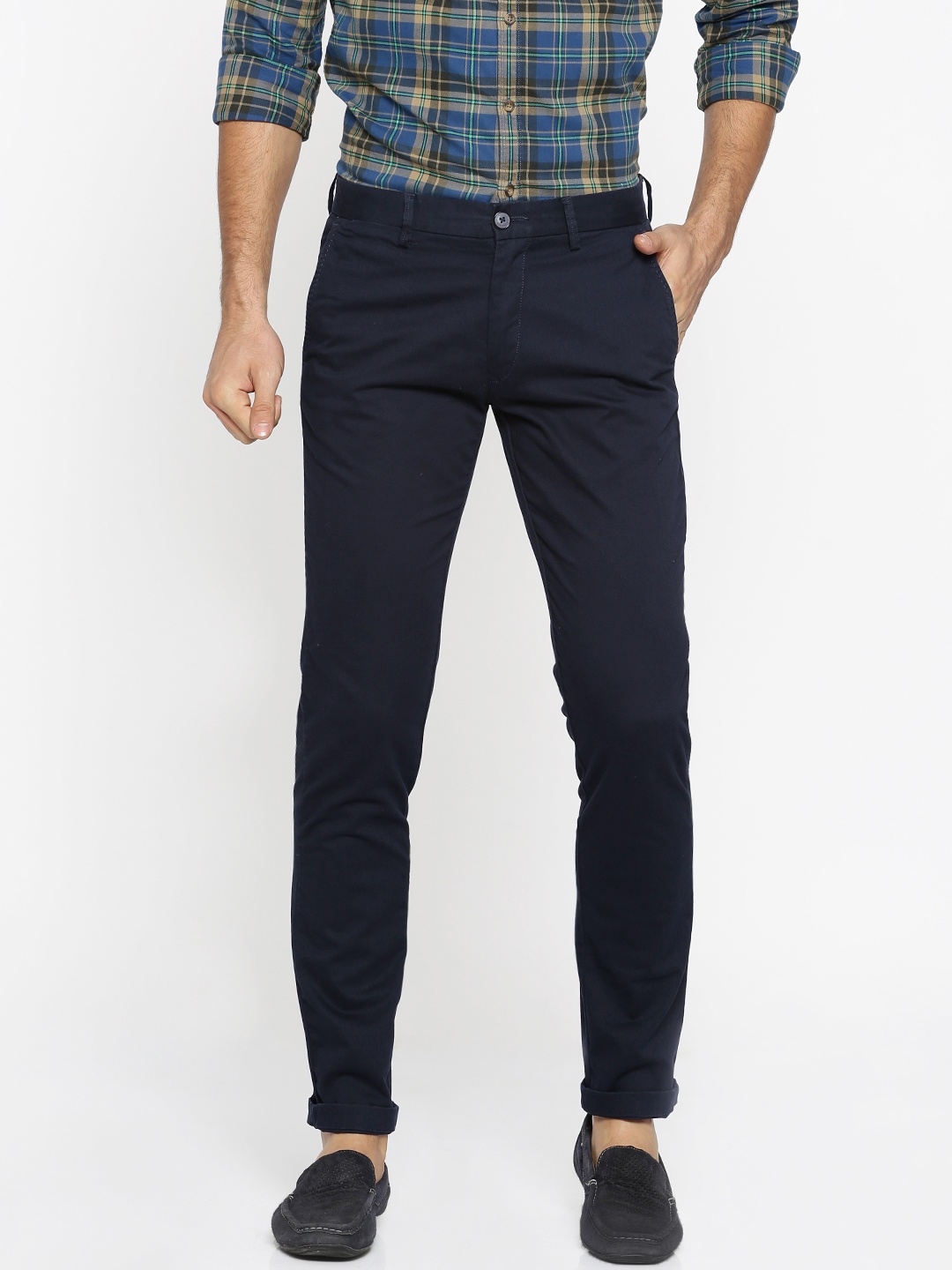 

U.S. Polo Assn. Men Navy Blue Slim Fit Solid Chinos