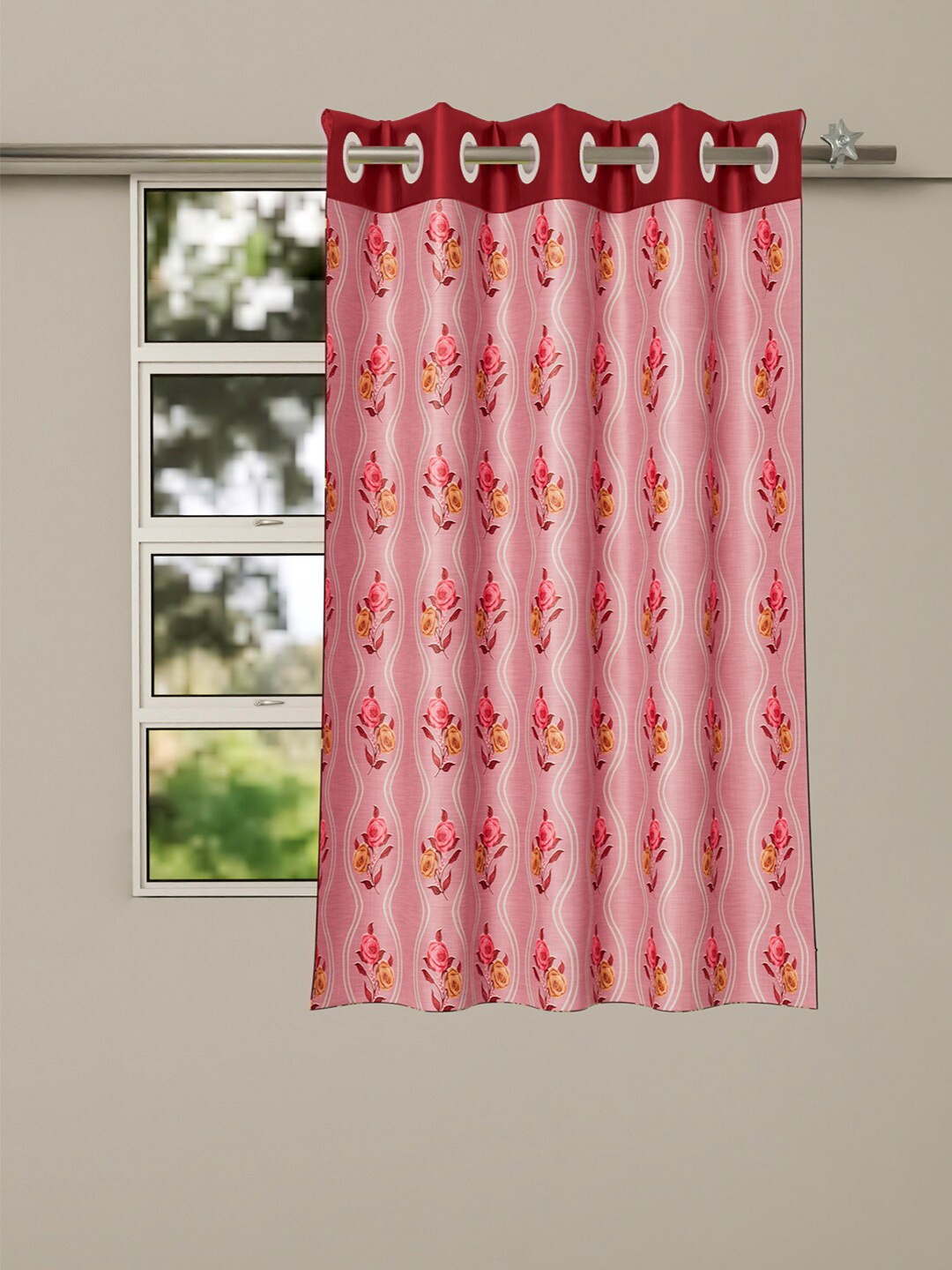 

Kuber Industries Pink & Maroon Floral Window