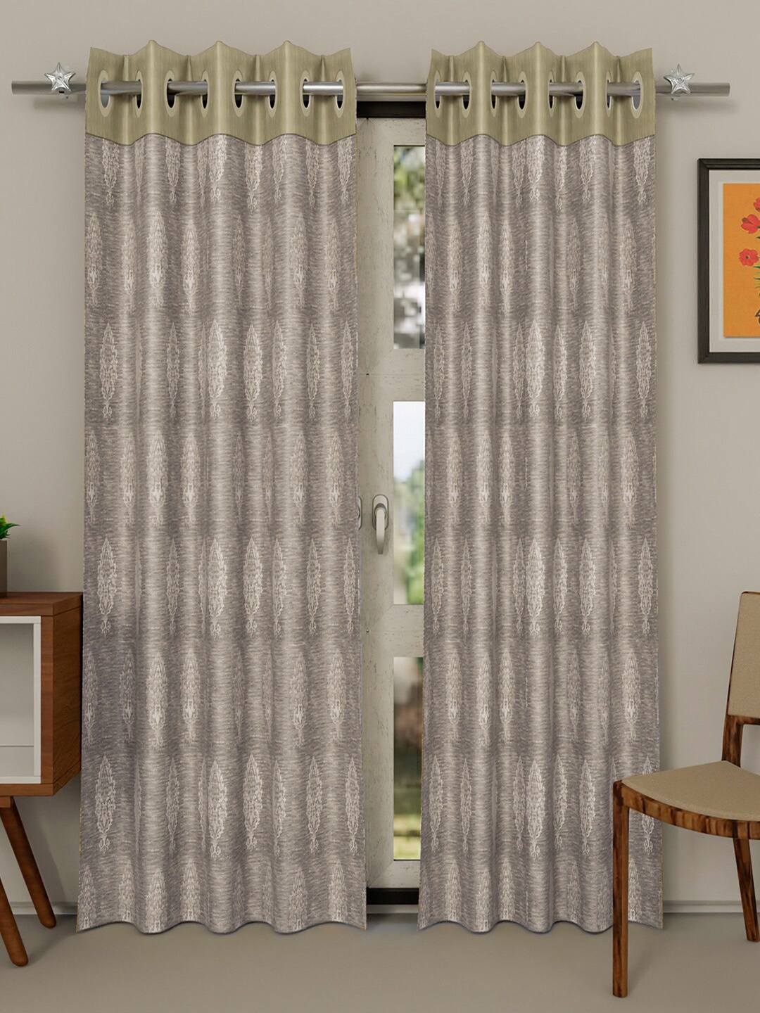 

Kuber Industries Cream & White Set of 2 Ethnic Motifs Long Door Curtain