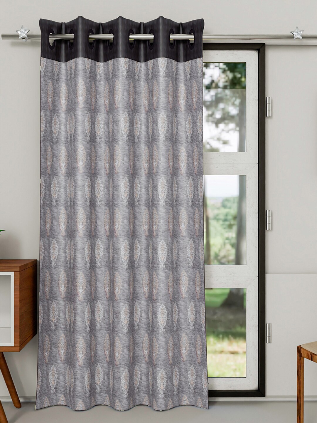 

Kuber Industries Grey & White Ethnic Motifs Door Curtain