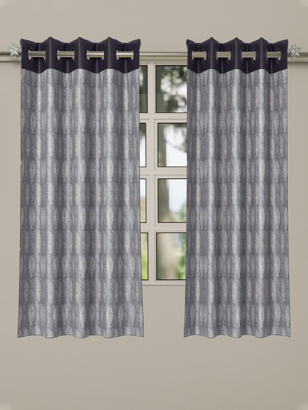 

Kuber Industries Grey & Gold-Toned Set of 2 Ethnic Motifs Window