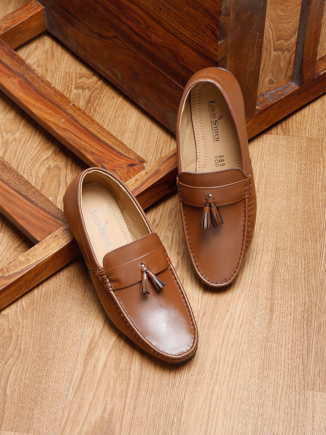

LOUIS STITCH Men Round-Toe Formal Loafers, Brown