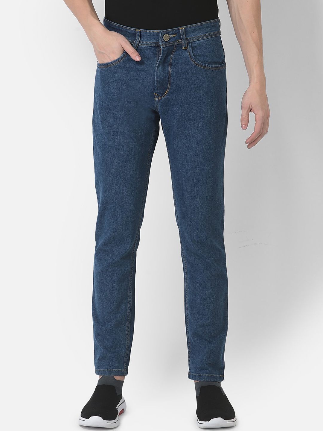 

COBB Men Slim Fit Mid-Rise Clean Cotton Jeans, Navy blue