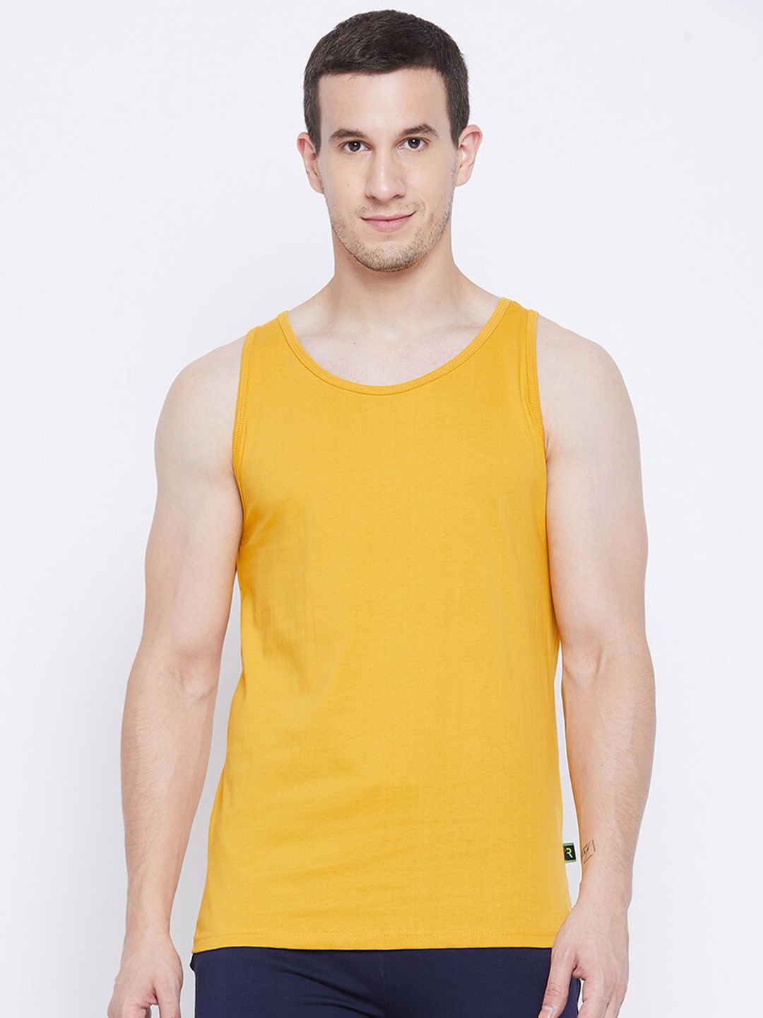 

Rodzen Men Pure Cotton T-shirt, Mustard