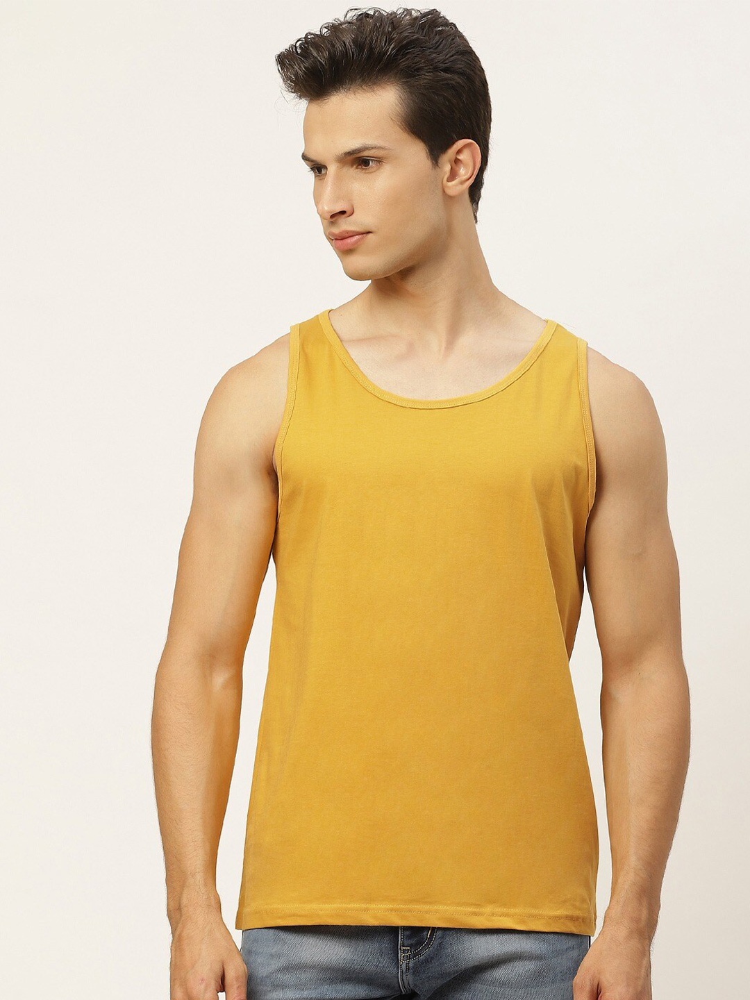 

Rodzen Men Pure Cotton T-shirt, Mustard