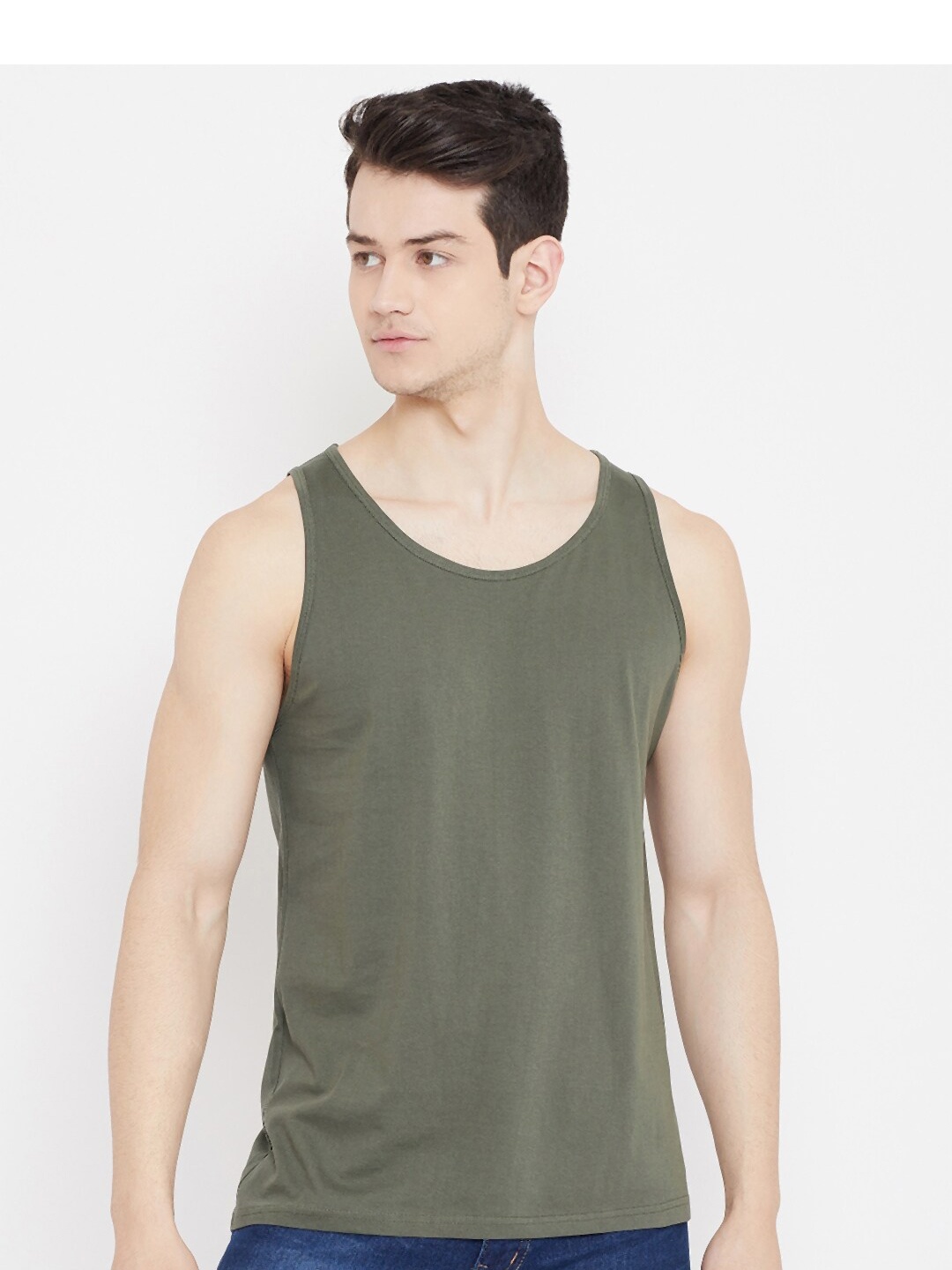 

Rodzen Men Pure Cotton T-shirt, Olive