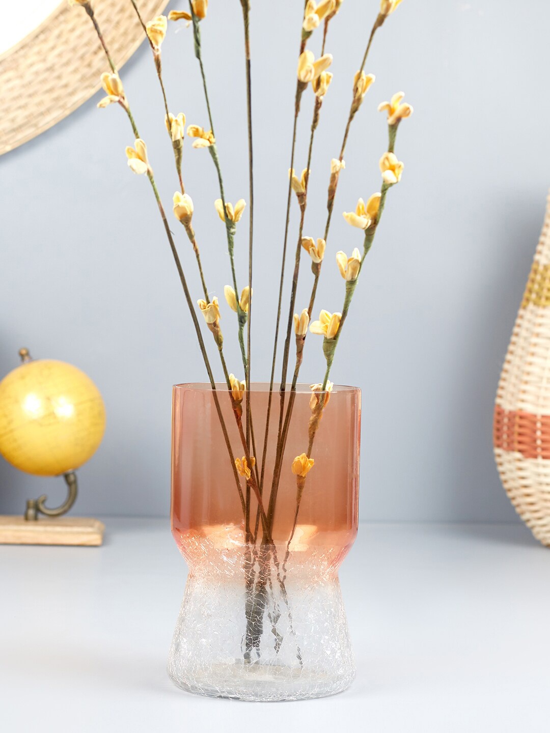 

HomeTown Orange-Colored Phiona Glass Modern Ombre Flower Vase