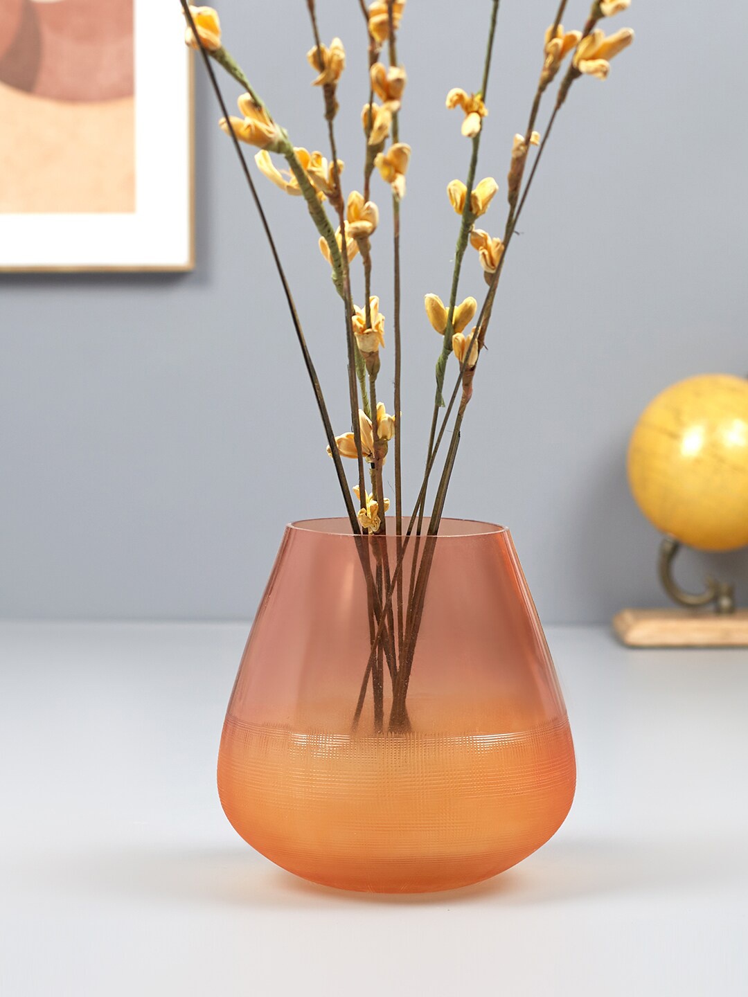 

HomeTown Phiona Orange-Colored Textured Glass Vase
