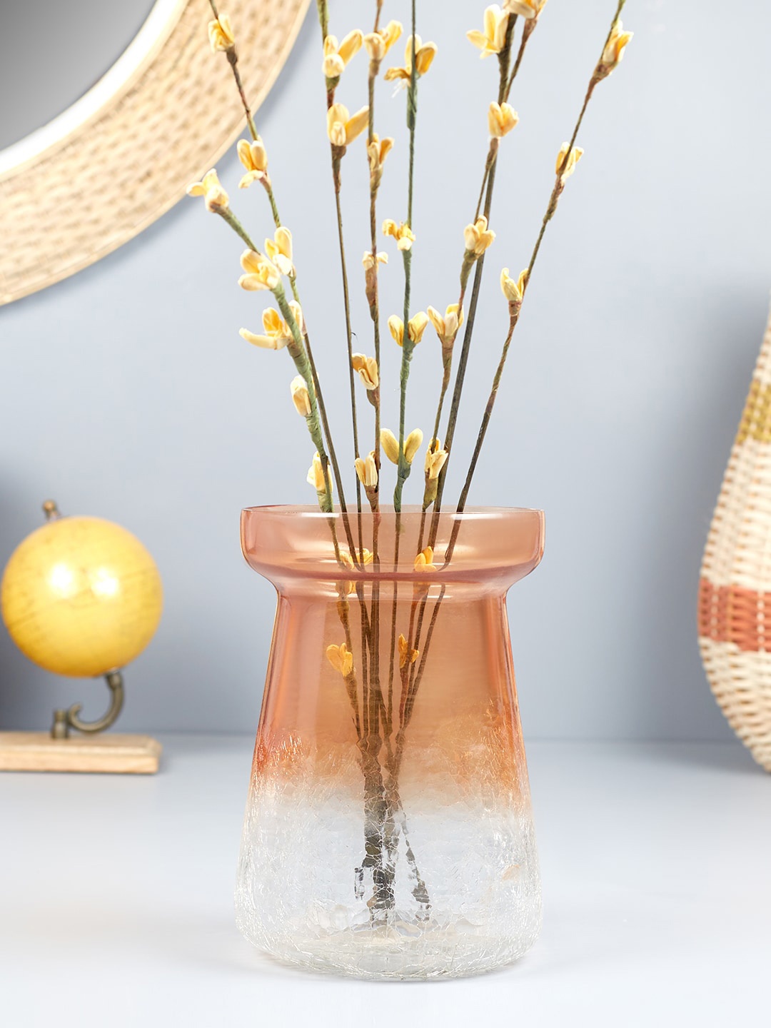 

HomeTown Orange-Colored Phiona Glass Modern Ombre Flower Vase