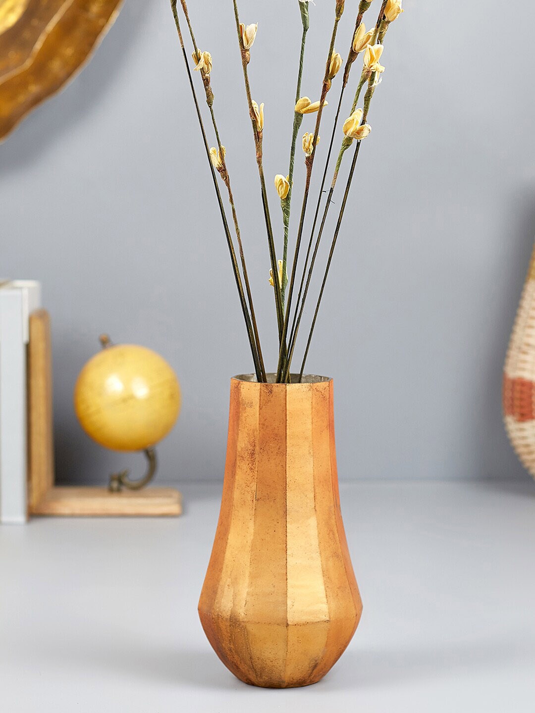 

HomeTown Phiona Glass Rustic Handcrafted Vase, Orange