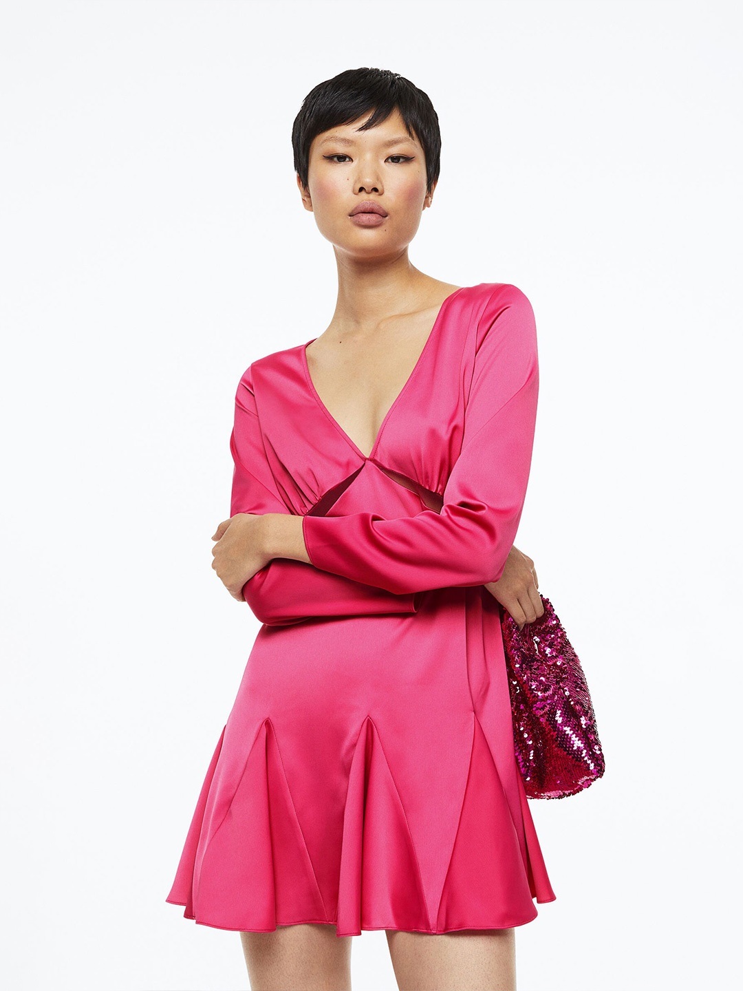 

H&M Satin Crepe Dress, Pink