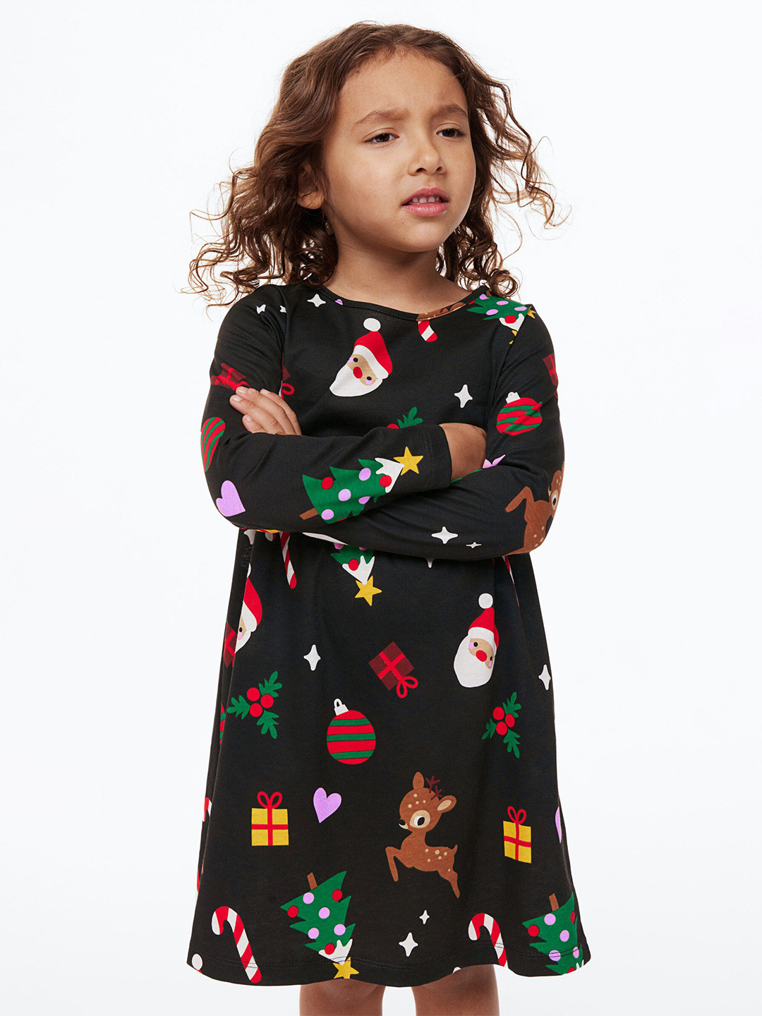 

H&M Girls Cotton Jersey Dress, Black