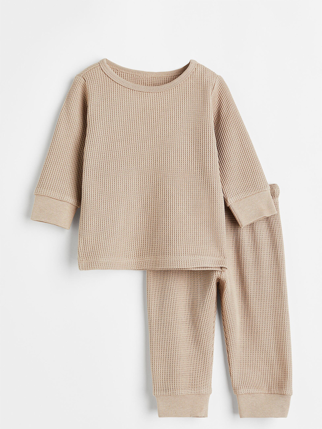 

H&M Boys Waffled Pure Cotton Jersey Set, Beige