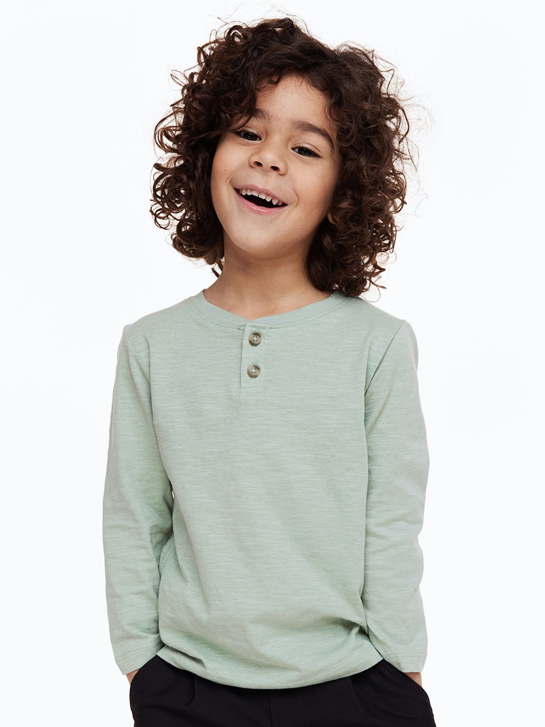 

H&M Boys 3-Pack Henley Tops, Brown