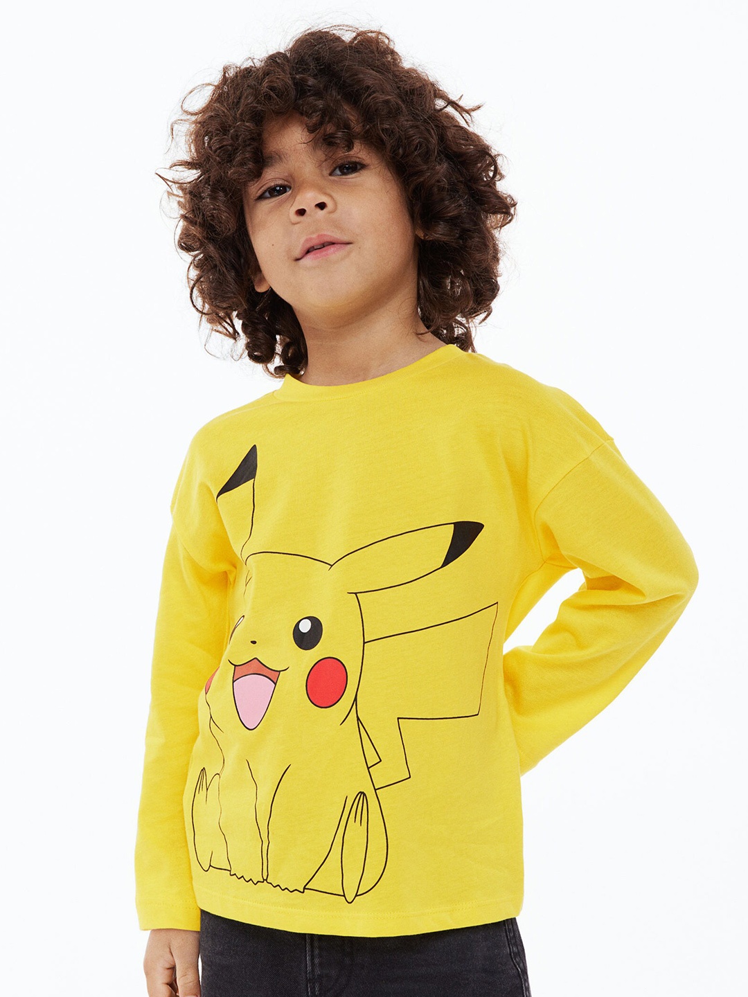 

H&M Boys 4-Pack Long-Sleeved Printed Tops, Yellow