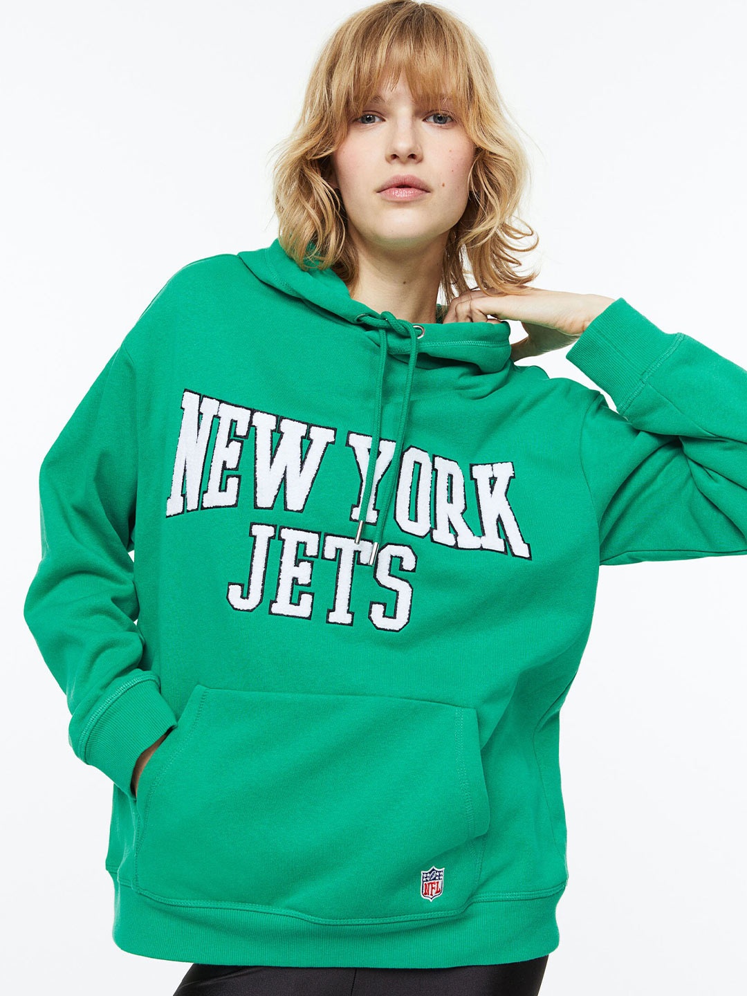 

H&M Women Motif-Front Hoodie, Green