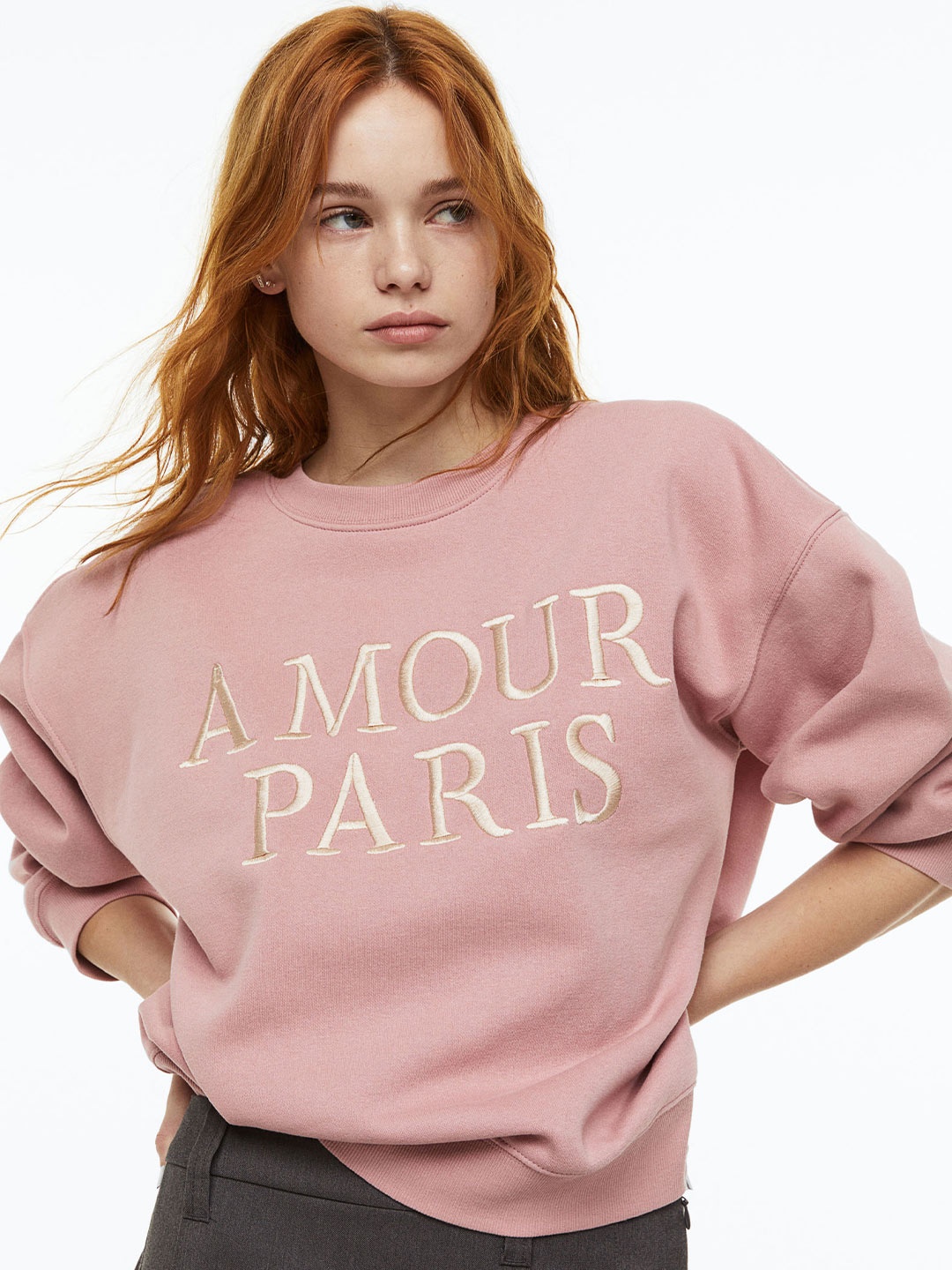 

H&M Women Motif-Detail Sweatshirt, Pink