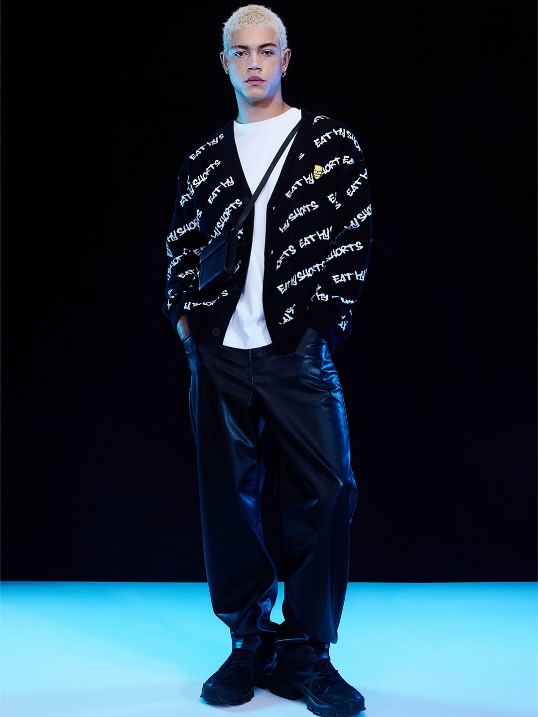 

H&M Men Oversized Fit Jacquard-Knit Cardigan, Black